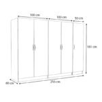 Ντουλάπα ρούχων Victoria Megapap πεντάφυλλη χρώμα λευκό 250x60x181εκ. - Image 5