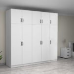 Ντουλάπα ρούχων Victoria Megapap πεντάφυλλη με πατάρι χρώμα λευκό 250x60x240εκ. - Image 2