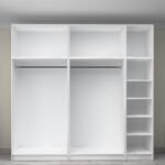 Ντουλάπα ρούχων Victoria Megapap πεντάφυλλη με πατάρι χρώμα λευκό 250x60x240εκ. - Image 3