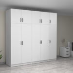 Ντουλάπα ρούχων Victoria Megapap πεντάφυλλη με πατάρι χρώμα λευκό 250x60x240εκ. - Image 4