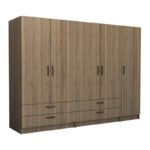 Βρες το Ντουλάπα ρούχων Victoria Megapap πεντάφυλλη με συρτάρια χρώμα καρυδί 250x60x181εκ. σε μοναδική τιμή στο clickforshop.gr