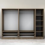 Ντουλάπα ρούχων Victoria Megapap πεντάφυλλη με συρτάρια χρώμα καρυδί 250x60x181εκ. - Image 3