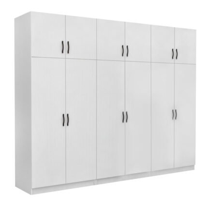Βρες το Ντουλάπα ρούχων Victoria Megapap εξάφυλλη με πατάρι χρώμα λευκό 300x60x240εκ. σε μοναδική τιμή στο clickforshop.gr