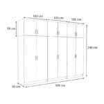 Ντουλάπα ρούχων Victoria Megapap εξάφυλλη με πατάρι χρώμα λευκό 300x60x240εκ. - Image 5