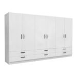 Βρες το Ντουλάπα ρούχων Victoria Megapap εξάφυλλη με συρτάρια χρώμα λευκό 300x60x181εκ. σε μοναδική τιμή στο clickforshop.gr