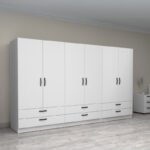 Ντουλάπα ρούχων Victoria Megapap εξάφυλλη με συρτάρια χρώμα λευκό 300x60x181εκ. - Image 4