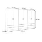 Ντουλάπα ρούχων Victoria Megapap εξάφυλλη με συρτάρια χρώμα λευκό 300x60x181εκ. - Image 5