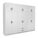 Βρες το Ντουλάπα ρούχων Victoria Megapap εξάφυλλη με πατάρι και συρτάρια χρώμα λευκό 300x60x240εκ. σε μοναδική τιμή στο clickforshop.gr