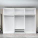 Ντουλάπα ρούχων Victoria Megapap εξάφυλλη με πατάρι και συρτάρια χρώμα λευκό 300x60x240εκ. - Image 3