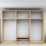 Ντουλάπα ρούχων Victoria Megapap εξάφυλλη με πατάρι και συρτάρια χρώμα φυσικό οξιάς 300x60x240εκ. - Image 3