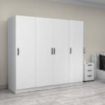 Ντουλάπα ρούχων Victoria Megapap τετράφυλλη χρώμα λευκό 200x60x181εκ. - Image 4