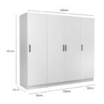 Ντουλάπα ρούχων Victoria Megapap τετράφυλλη χρώμα λευκό 200x60x181εκ. - Image 5