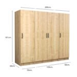Ντουλάπα ρούχων Victoria Megapap τετράφυλλη χρώμα φυσικό οξιάς 200x60x181εκ. - Image 5