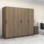 Ντουλάπα ρούχων Victoria Megapap τετράφυλλη χρώμα καρυδί 200x60x181εκ. - Image 4