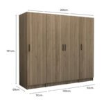 Ντουλάπα ρούχων Victoria Megapap τετράφυλλη χρώμα καρυδί 200x60x181εκ. - Image 5