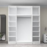 Ντουλάπα ρούχων Victoria Megapap τετράφυλλη με πατάρι χρώμα λευκό 200x60x240εκ. - Image 3