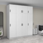 Ντουλάπα ρούχων Victoria Megapap τετράφυλλη με πατάρι χρώμα λευκό 200x60x240εκ. - Image 4