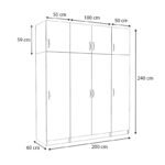 Ντουλάπα ρούχων Victoria Megapap τετράφυλλη με πατάρι χρώμα λευκό 200x60x240εκ. - Image 5