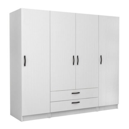 Βρες το Ντουλάπα ρούχων Victoria Megapap τετράφυλλη με συρτάρια χρώμα λευκό 200x60x181εκ. σε μοναδική τιμή στο clickforshop.gr