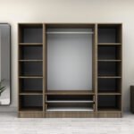 Ντουλάπα ρούχων Victoria Megapap τετράφυλλη με συρτάρια χρώμα καρυδί 200x60x181εκ. - Image 3