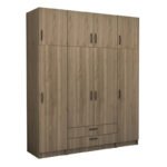 Βρες το Ντουλάπα ρούχων Victoria Megapap τετράφυλλη με πατάρι και συρτάρια χρώμα καρυδί 200x60x240εκ. σε μοναδική τιμή στο clickforshop.gr