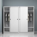 Ντουλάπα ρούχων Regio Megapap τετράφυλλη συρόμενη χρώμα λευκό 200x60x181εκ. - Image 3