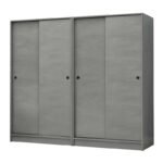 Βρες το Ντουλάπα ρούχων Regio Megapap τετράφυλλη συρόμενη χρώμα γκρι σκυροδέματος 200x60x181εκ. σε μοναδική τιμή στο clickforshop.gr