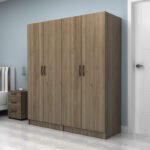 Ντουλάπα ρούχων Vivian Megapap τετράφυλλη χρώμα καρυδί 160x51,8x181εκ. - Image 3