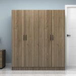 Ντουλάπα ρούχων Vivian Megapap τετράφυλλη χρώμα καρυδί 160x51,8x181εκ. - Image 4