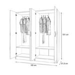 Ντουλάπα ρούχων Vivian Megapap τετράφυλλη χρώμα καρυδί 160x51,8x181εκ. - Image 5