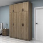 Ντουλάπα ρούχων Vivian Megapap τετράφυλλη με πατάρι χρώμα καρυδί 160x51,8x240εκ. - Image 3