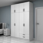 Ντουλάπα ρούχων Vivian Megapap τετράφυλλη με πατάρι και συρτάρια χρώμα λευκό 160x51,8x240εκ. - Image 3