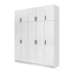 Βρες το Ντουλάπα ρούχων Vivian Megapap πεντάφυλλη με πατάρι χρώμα λευκό 200x51