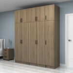 Ντουλάπα ρούχων Vivian Megapap πεντάφυλλη με πατάρι χρώμα καρυδί 200x51,8x240εκ. - Image 3