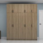 Ντουλάπα ρούχων Vivian Megapap πεντάφυλλη με πατάρι χρώμα καρυδί 200x51,8x240εκ. - Image 4