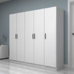 Ντουλάπα ρούχων Vivian Megapap πεντάφυλλη χρώμα λευκό 200x51,8x181εκ. - Image 3