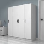 Ντουλάπα ρούχων Vivian Megapap τετράφυλλη χρώμα λευκό 160x51,8x181εκ. - Image 3