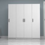 Ντουλάπα ρούχων Vivian Megapap τετράφυλλη χρώμα λευκό 160x51,8x181εκ. - Image 4