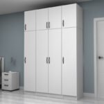 Ντουλάπα ρούχων Vivian Megapap τετράφυλλη με πατάρι χρώμα λευκό 160x51,8x240εκ. - Image 3