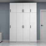 Ντουλάπα ρούχων Vivian Megapap τετράφυλλη με πατάρι χρώμα λευκό 160x51,8x240εκ. - Image 4