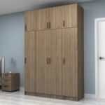 Ντουλάπα ρούχων Vivian Megapap τετράφυλλη με πατάρι χρώμα καρυδί 160x51,8x240εκ. - Image 3