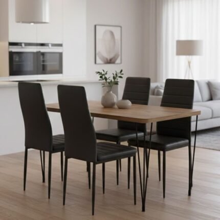 Βρες το Σετ τραπεζαρία 5τμχ Roger - Rosa Megapap Mdf - PU χρώμα ακακίας - μαύρο 120x70x75εκ. σε μοναδική τιμή στο clickforshop.gr