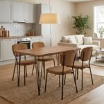 Βρες το Σετ τραπεζαρία 5τμχ Roger - Kevin Megapap Mdf - ύφασμα χρώμα ακακίας - μουσταρδί 120x70x75εκ. σε μοναδική τιμή στο clickforshop.gr