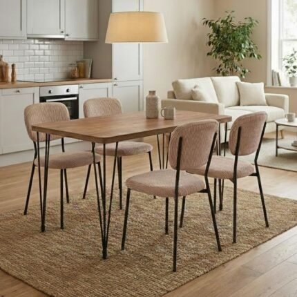 Βρες το Σετ τραπεζαρία 5τμχ Roger - Kevin Megapap Mdf - ύφασμα χρώμα ακακίας - μόκα 120x70x75εκ. σε μοναδική τιμή στο clickforshop.gr