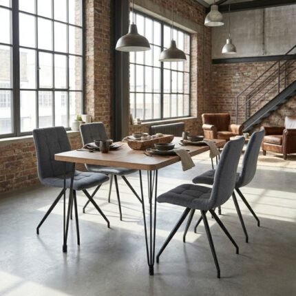 Βρες το Σετ τραπεζαρία 5τμχ Roger - Bianca Megapap Mdf - ύφασμα χρώμα ακακίας - γκρι 120x70x75εκ. σε μοναδική τιμή στο clickforshop.gr