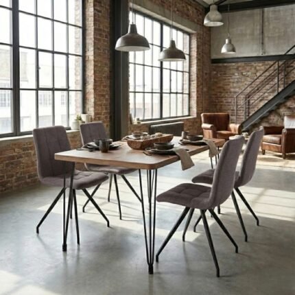 Βρες το Σετ τραπεζαρία 5τμχ Roger - Bianca Megapap Mdf - ύφασμα χρώμα ακακίας - ανοιχτό μπεζ 120x70x75εκ. σε μοναδική τιμή στο clickforshop.gr