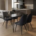 Βρες το Σετ τραπεζαρία 5τμχ Roger - Christy Megapap Mdf - ύφασμα χρώμα μαύρο εφέ μαρμάρου - ανθρακί 120x70x75εκ. σε μοναδική τιμή στο clickforshop.gr