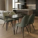 Βρες το Σετ τραπεζαρία 5τμχ Roger - Christy Megapap Mdf - ύφασμα χρώμα μαύρο εφέ μαρμάρου - λαδί 120x70x75εκ. σε μοναδική τιμή στο clickforshop.gr