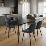 Βρες το Σετ τραπεζαρία 5τμχ Roger - Chiara Megapap Mdf - ύφασμα χρώμα μαύρο εφέ μαρμάρου - ανθρακί 120x70x75εκ. σε μοναδική τιμή στο clickforshop.gr