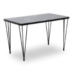 Σετ τραπεζαρία 5τμχ Roger - Chiara Megapap Mdf - ύφασμα χρώμα μαύρο εφέ μαρμάρου - ανθρακί 120x70x75εκ. - Image 4